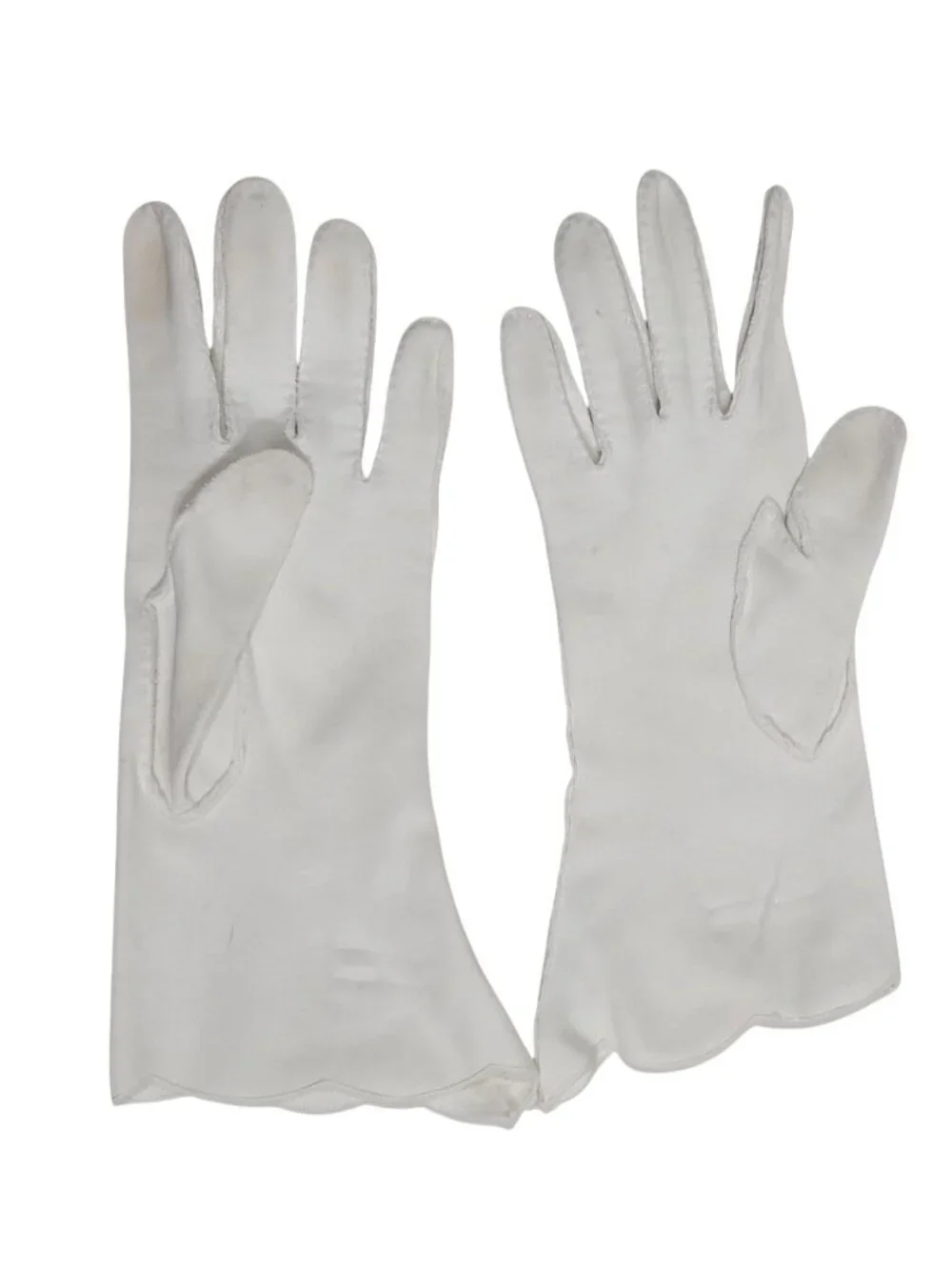 Vintage Glove Lot 4 Pair Assorted White & Yellow Embroidered Details